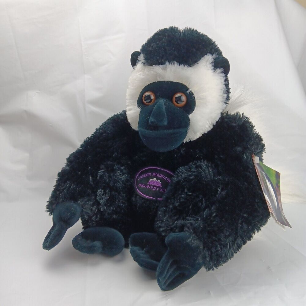 Realistic Aurora Colobus Monkey With Cheyenne Mountain Zoo Logo Plush Animal Toy